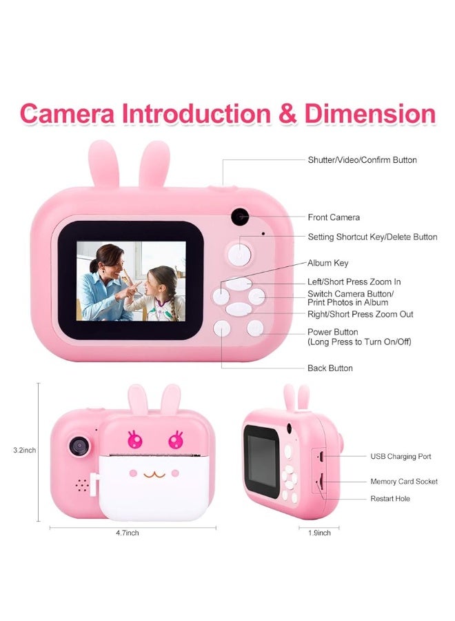 MINIBEAR Instant Camera for Kids Digital Camera for Girls Toddler Camera with Print Paper, 40MP Kids Video Camera Child Selfie Camera Toy Camera Kids Camcorder 2.4 Inch Screen and 32GB TF Card - Image 2
