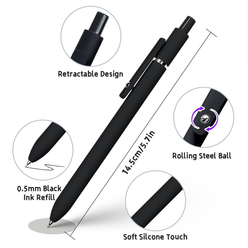 UIXJODO 6 Pcs Gel Pens 0.5mm Quick Dry Black Ink Pens Fine Point Smooth Writing Pen, Cute Office and School Supplies Gifts for Women Teacher Students (6 Pcs Black White Grey Silver) - Image 4