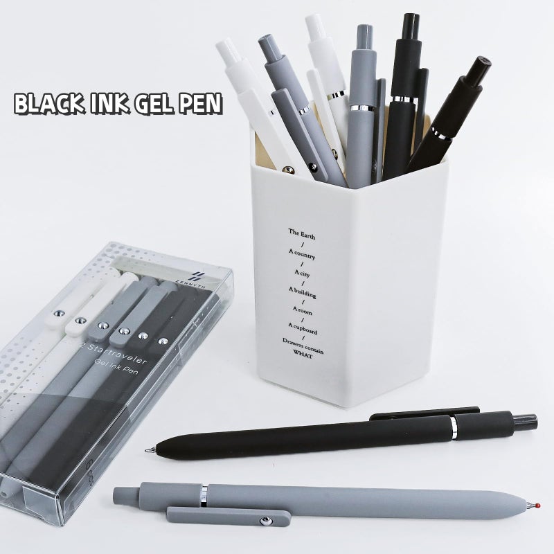 UIXJODO 6 Pcs Gel Pens 0.5mm Quick Dry Black Ink Pens Fine Point Smooth Writing Pen, Cute Office and School Supplies Gifts for Women Teacher Students (6 Pcs Black White Grey Silver) - Image 5