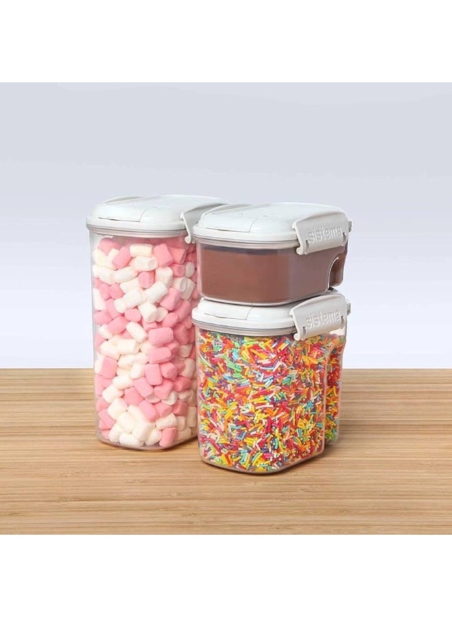 Sistema Bake It Collection 3 Pack Stack & Pour, Plastic, Clear/White - Image 3
