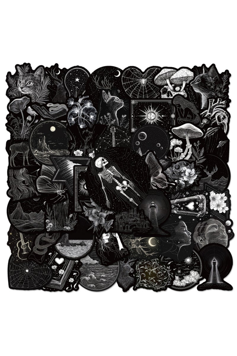 50pcs 50Pcs Black And White Gothic Stickers Gothic Skull DIY Stickers Scrapbooking Phone Luggage Ska