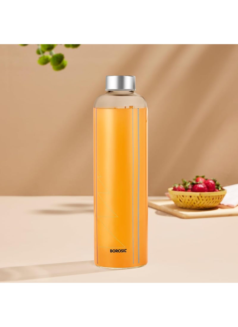 BOROSIL Borosil Artisan Series Sintra 1000 ml Narrow Mouth Glass Bottle with Metal Lid  100 Borosilicate Fridge Safe Leakproof Easy to Carry  Store Water Lassi Juice Smoothies  Dishwasher Safe  - Image 2