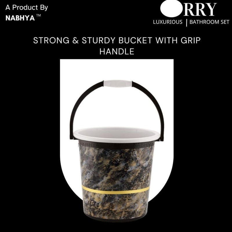 Nabhya 3 pcs Bathroom Accessories Set Plastic Bath Set Bathroom Bucket 20Ltr, Mug and Stool 3 Piece Combo Set for Home, Kitchen & Bathroom (Black) - Image 2