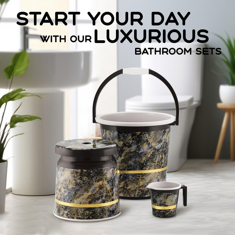 Nabhya 3 pcs Bathroom Accessories Set Plastic Bath Set Bathroom Bucket 20Ltr, Mug and Stool 3 Piece Combo Set for Home, Kitchen & Bathroom (Black) - Image 5