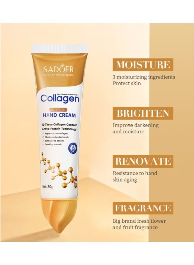 Collagen Anti Wrinkle Hand Cream, Nourishing Whitening Moisturizing Skin Care Cream, Fast Absorbing Anti Ageing Hand Cream, Smooth And Soft Skin Crack Repair Cream To Remove Wrinkles Darkness, 30g*4  - Image 3