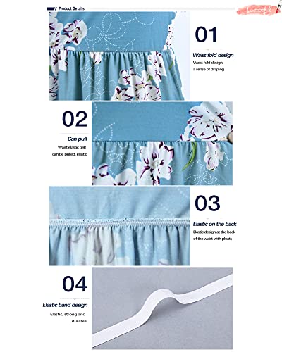 AUSELILY Women's Short Sleeve Loose Plain Casual Long Maxi Dresses for Women 2025 Floral Light Blue M - Image 2