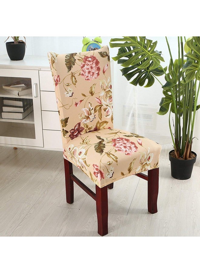 هاوس أوف كويرك غطاء كرسي قصير مطبوع من البوليستر الإسباندكس من House of Quirk قابل للإزالة والغسل وواقي مقعد (بيج وردي/أخضر، عبوة من قطعتين) - Image 2