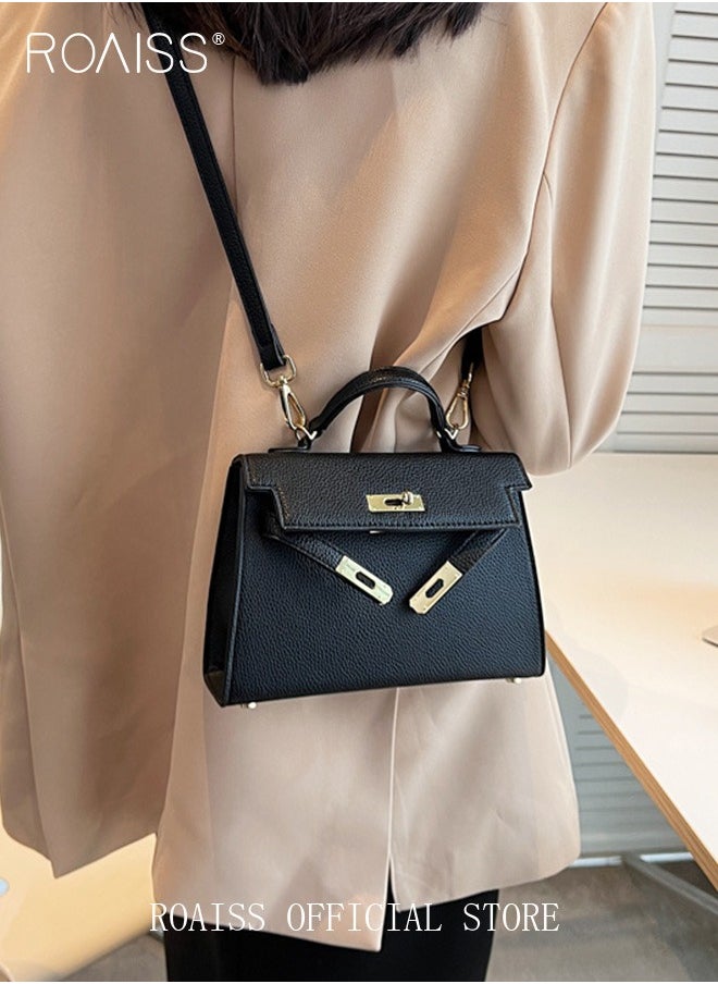 roaiss - Retro Handle Satchel with Detachable Strap for Women Casual Shoulder Kelly Bag Ladies Crossbody Bags with Lock Closure - Image 1