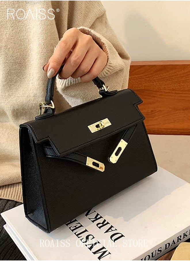 roaiss - Retro Handle Satchel with Detachable Strap for Women Casual Shoulder Kelly Bag Ladies Crossbody Bags with Lock Closure - Image 1