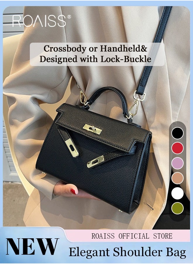 roaiss - Retro Handle Satchel with Detachable Strap for Women Casual Shoulder Kelly Bag Ladies Crossbody Bags with Lock Closure - Image 1