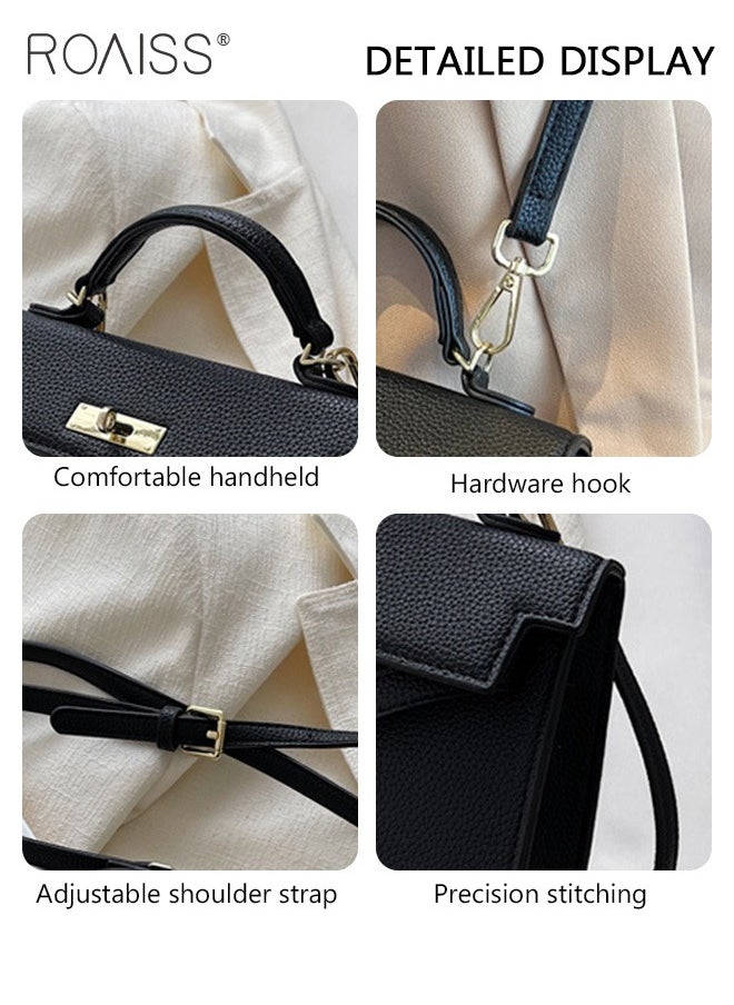roaiss - Retro Handle Satchel with Detachable Strap for Women Casual Shoulder Kelly Bag Ladies Crossbody Bags with Lock Closure - Image 1