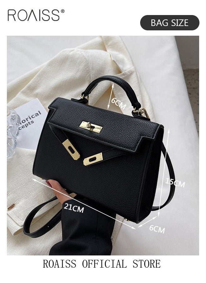 roaiss - Retro Handle Satchel with Detachable Strap for Women Casual Shoulder Kelly Bag Ladies Crossbody Bags with Lock Closure - Image 1