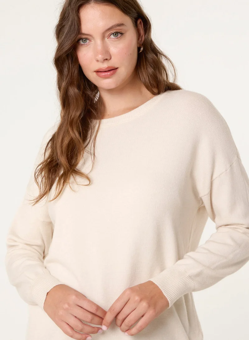 بلو فانيلا سترة بياقة مستديرة