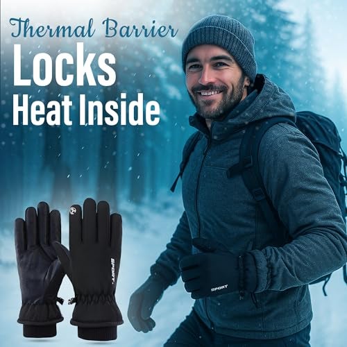 Homeaura Winter Gloves for Men & Women | Touch Screen Riding Gloves | Anti-Slip Warm Waterproof Windproof Gloves for Biking, Skiing, Outdoor Sports | Thermal Full Finger Gloves for Adults - Image 3