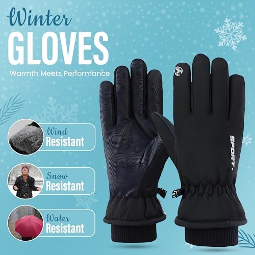 Homeaura Winter Gloves for Men & Women | Touch Screen Riding Gloves | Anti-Slip Warm Waterproof Windproof Gloves for Biking, Skiing, Outdoor Sports | Thermal Full Finger Gloves for Adults - Image 2