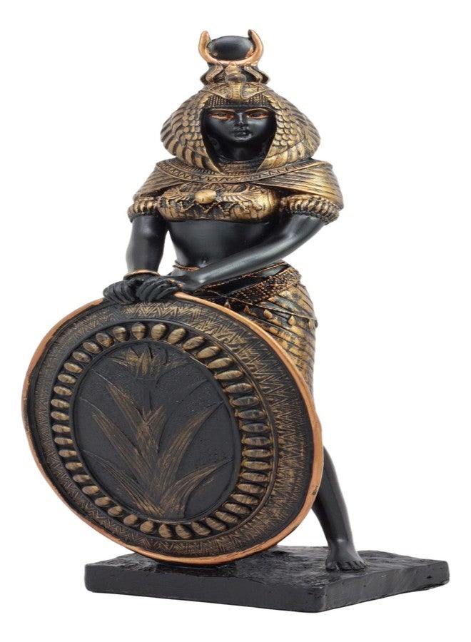 Ebros Gift Ebros Egyptian Theme Isis Holding Shield Goddess of Magic and Nature Black and Gold Finished Resin Statue Gods of Egypt Historical Ancient Civilization Decor Sculpture Figurine - Image 1
