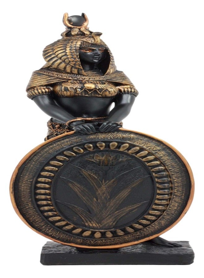 Ebros Gift Ebros Egyptian Theme Isis Holding Shield Goddess of Magic and Nature Black and Gold Finished Resin Statue Gods of Egypt Historical Ancient Civilization Decor Sculpture Figurine - Image 2
