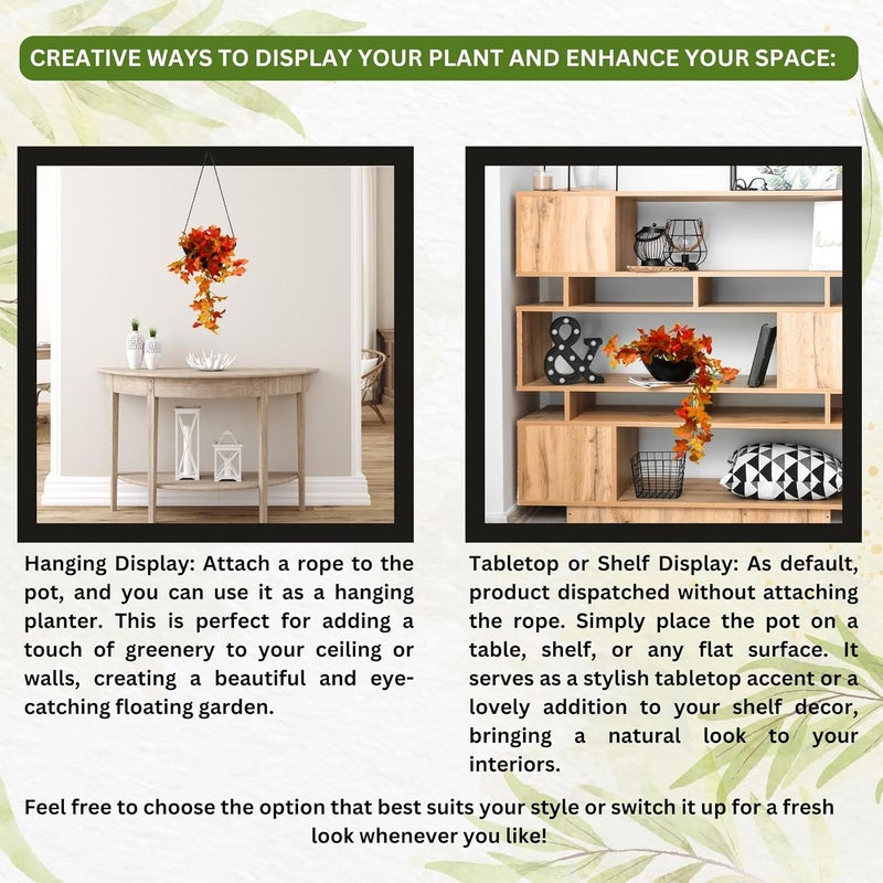 fancymart Elegant Artificial Plant Falling Leaves with Pot for Home & Office Decor – Versatile Potted Plant for Tabletop, Shelves, or Hanging Display - Image 4