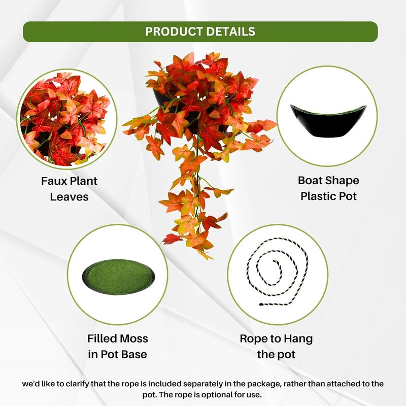 fancymart Elegant Artificial Plant Falling Leaves with Pot for Home & Office Decor – Versatile Potted Plant for Tabletop, Shelves, or Hanging Display - Image 2
