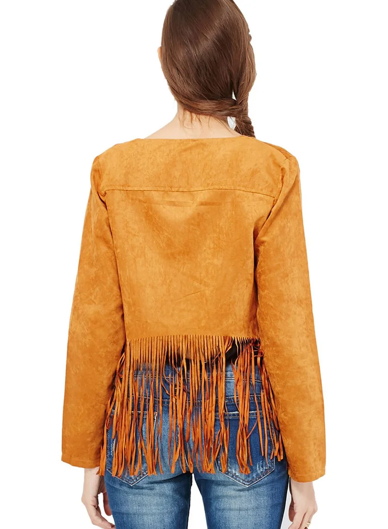 Missguided Faux Suede Fringe Hem Jacket