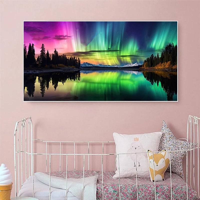 Meothan Northern Lights Diamond Painting Kits for Adultsï¼Œ5D Large Size Northern Lights Diamond Art for Adult Beginners, Full Drill Aurora Crafts Gem Art Painting for Home Wall Decor 27.6x15.8in - Image 2