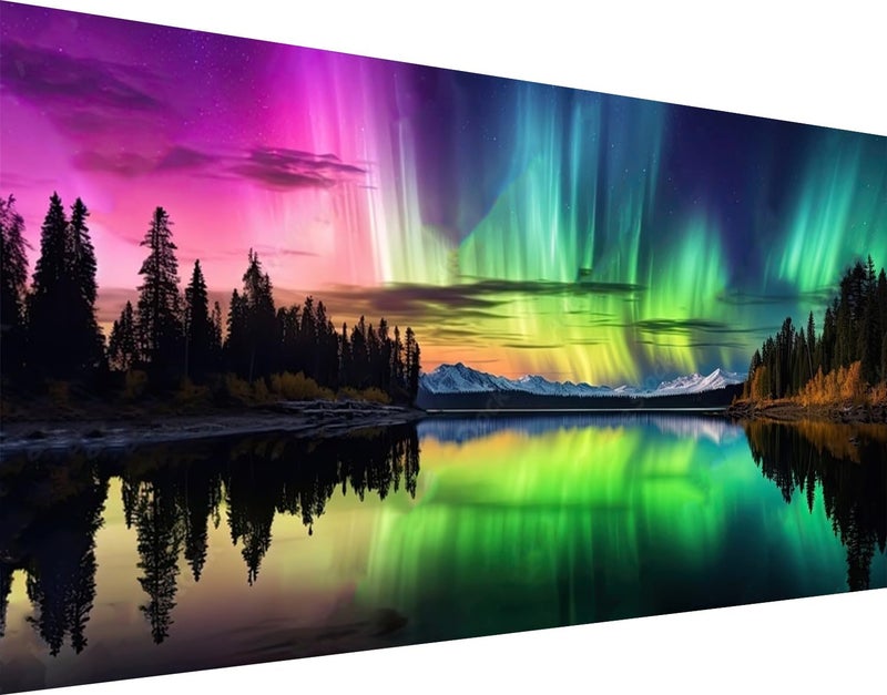 Meothan Northern Lights Diamond Painting Kits for Adultsï¼Œ5D Large Size Northern Lights Diamond Art for Adult Beginners, Full Drill Aurora Crafts Gem Art Painting for Home Wall Decor 27.6x15.8in - Image 1