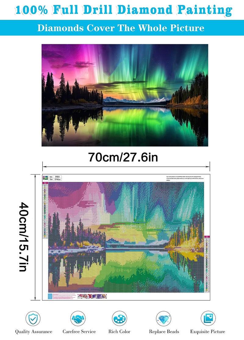Meothan Northern Lights Diamond Painting Kits for Adultsï¼Œ5D Large Size Northern Lights Diamond Art for Adult Beginners, Full Drill Aurora Crafts Gem Art Painting for Home Wall Decor 27.6x15.8in - Image 3