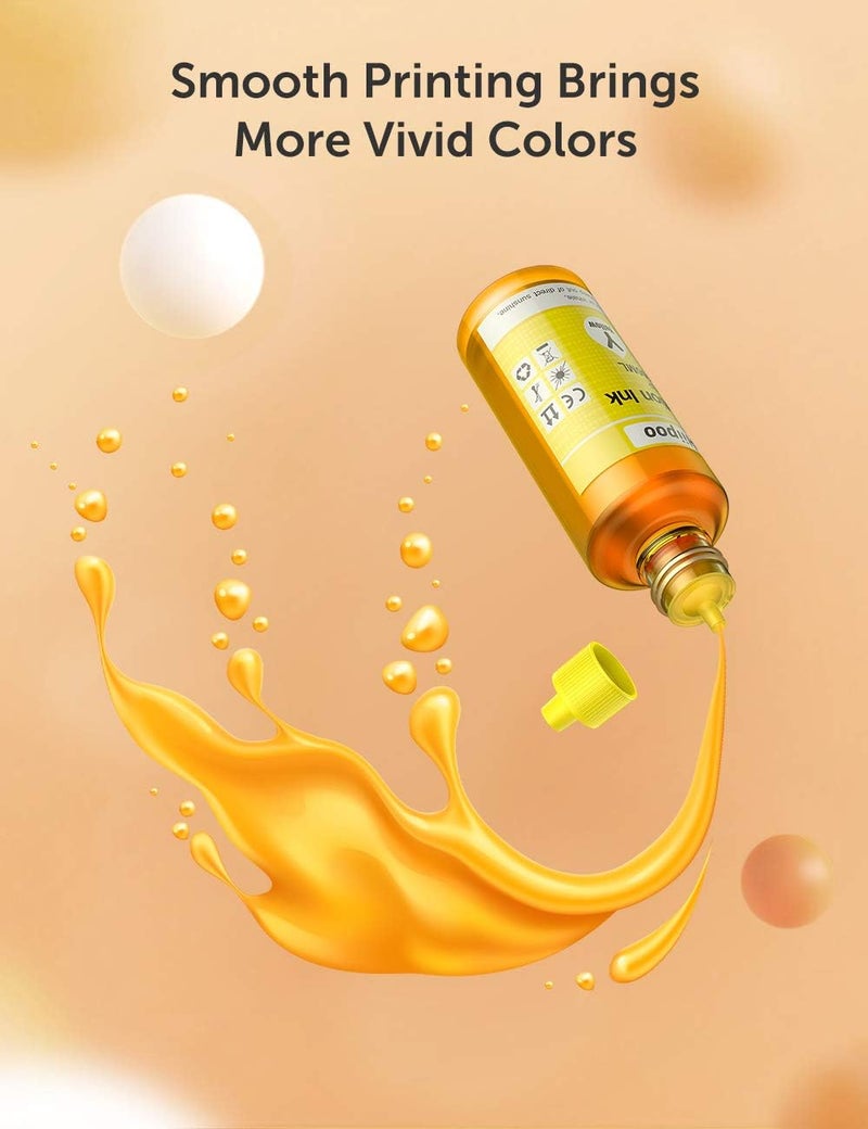 Hiipoo حبر هايبو - عبوات حبر التسامي المعبأة تعمل مع طابعات نفث الحبر WF7710 وET2760 وET2720 وET2803 وET2800 وET15000 وC88 وC88+ مع النقل الحراري على الأكواب والأطباق. - Image 4