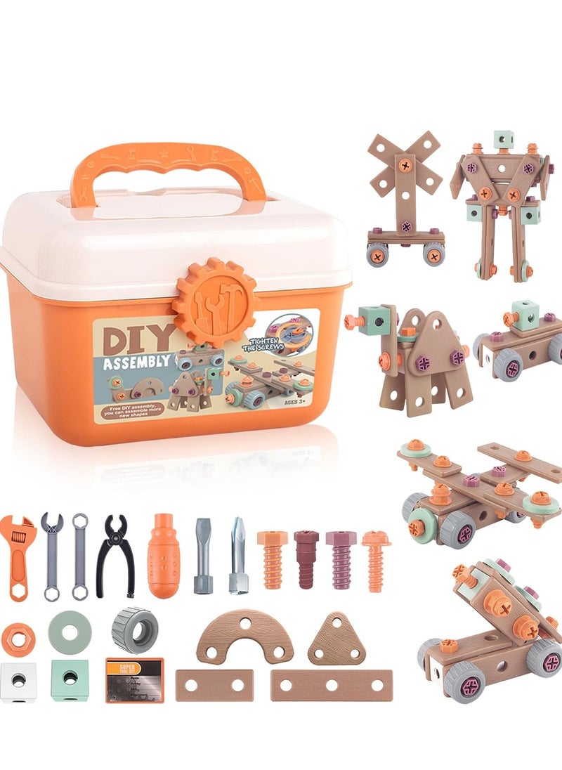 Yoawllty - 120 Pcs Kids Tool Kit Toys with Storage Box, Montessori Educational Preschool Pretend Play Toys, Construction Take Apart Toy DIY Screw Puzzle Assembly Play Toys for Boys Girls Ages 3-6 - Image 1