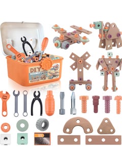 Yoawllty 120 Pcs Kids Tool Kit Toys with Storage Box, Montessori Educational Preschool Pretend Play Toys, Construction Take Apart Toy DIY Screw Puzzle Assembly Play Toys for Boys Girls Ages 3-6  - Image 1