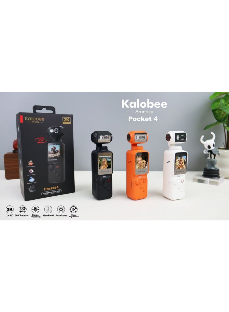 كاميرا محمولة Kalobee America Pocket 4 بدقة 2K HD – دوران 300°، تركيز تلقائي وتسجيل صوت ستيريو - Image 1