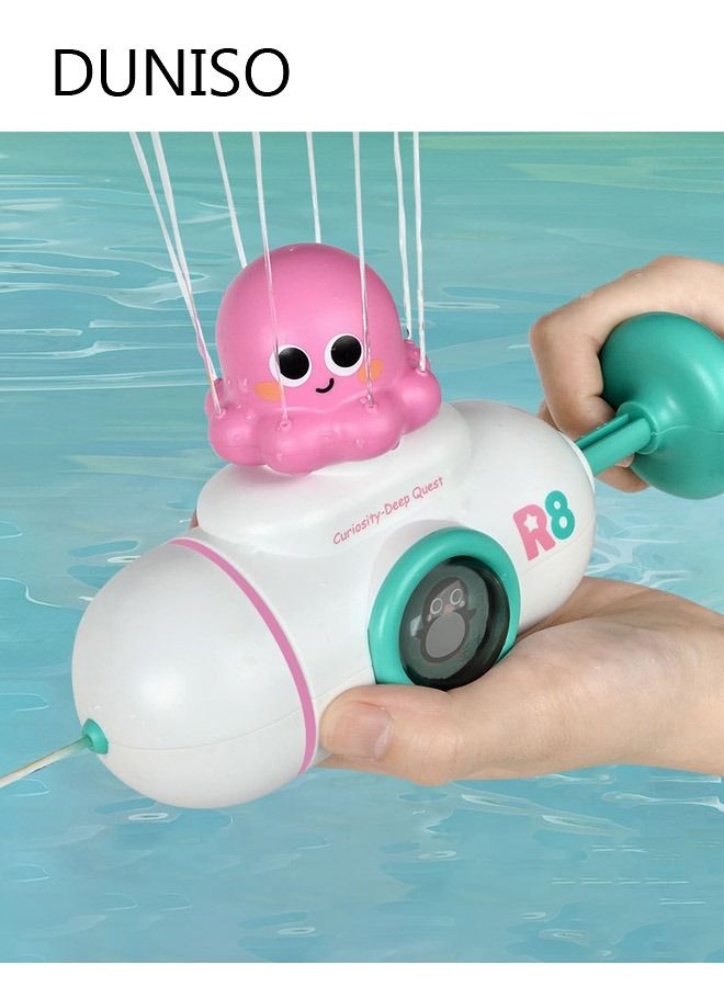 DUNISO Baby Bath Toys Bath Water Guns with Flower Shower and Octopus Bathtub Shower Toys Push Water Spray Toys for Toddlers Kids Boys Girls - Image 5