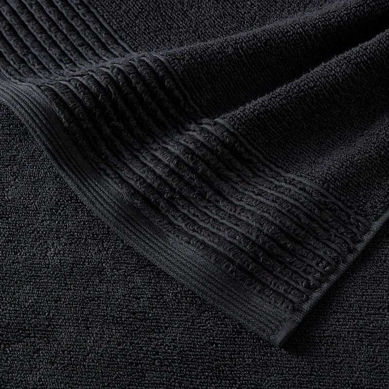 Vera Wang - Bath Towels Set  Luxury Cotton Bathroom Decor  Highly Absorbent & Medium Weight  Oeko-Tex Certified (Sculpted Pleat Black  6 Piece) - Image 3