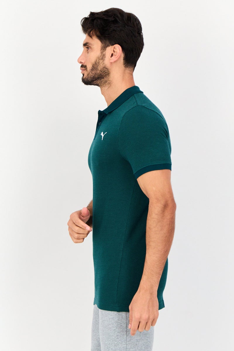 PUMA قميص بولو خارجي للرجال بقصة ضيقة بأكمام قصيرة، أخضر - Image 4