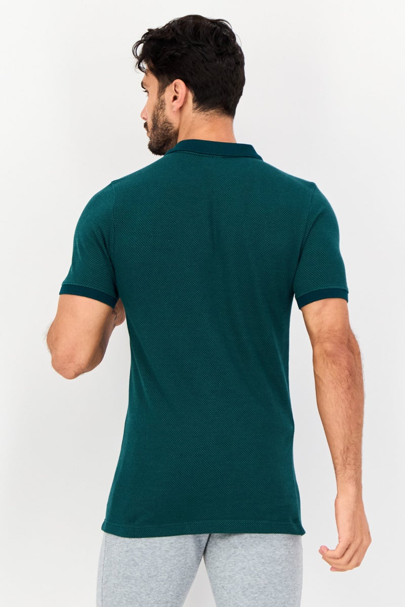 PUMA قميص بولو خارجي للرجال بقصة ضيقة بأكمام قصيرة، أخضر - Image 3