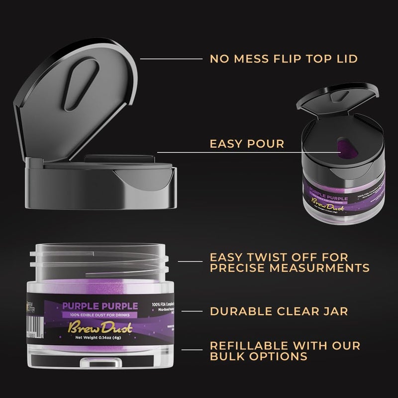 Bakell Brew Glitter - Purple Purple Brew Dust (4g, 1x Shaker Jar) | Edible Glitter for Drinks, Cocktails, Beer, Garnish & Beverages! - Image 4