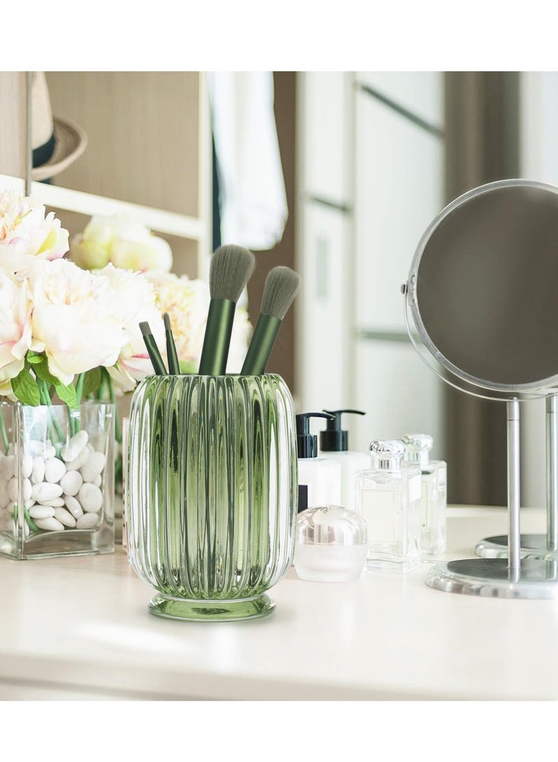 Excefore Makeup Brush Holder Organizer, Glass Makeup Holder, Eyebrow Pencil Storage Cup Holder, Pen Pencil Holder Organizer for Vanity, Bathroom Counter, for Office, Classroom, Home, Green - Image 4