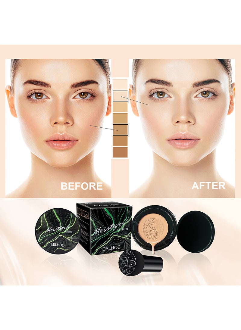 EELHOE Mushroom Head Air Cushion BB Cream, Moisturizing Facial Concealer, Brightening Natural Long Lasting Full Coverage CC Cream Nude Makeup Foundation, Gift for Women  - Image 2