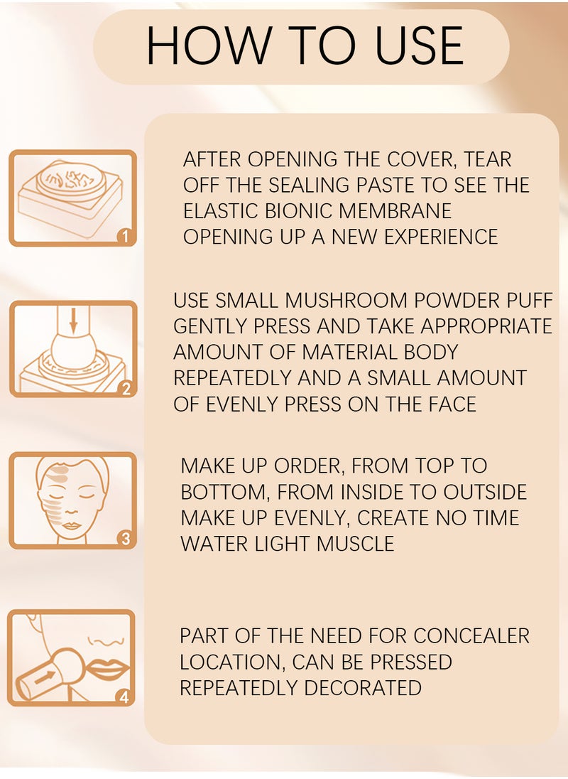 EELHOE Mushroom Head Air Cushion BB Cream, Moisturizing Facial Concealer, Brightening Natural Long Lasting Full Coverage CC Cream Nude Makeup Foundation, Gift for Women  - Image 5