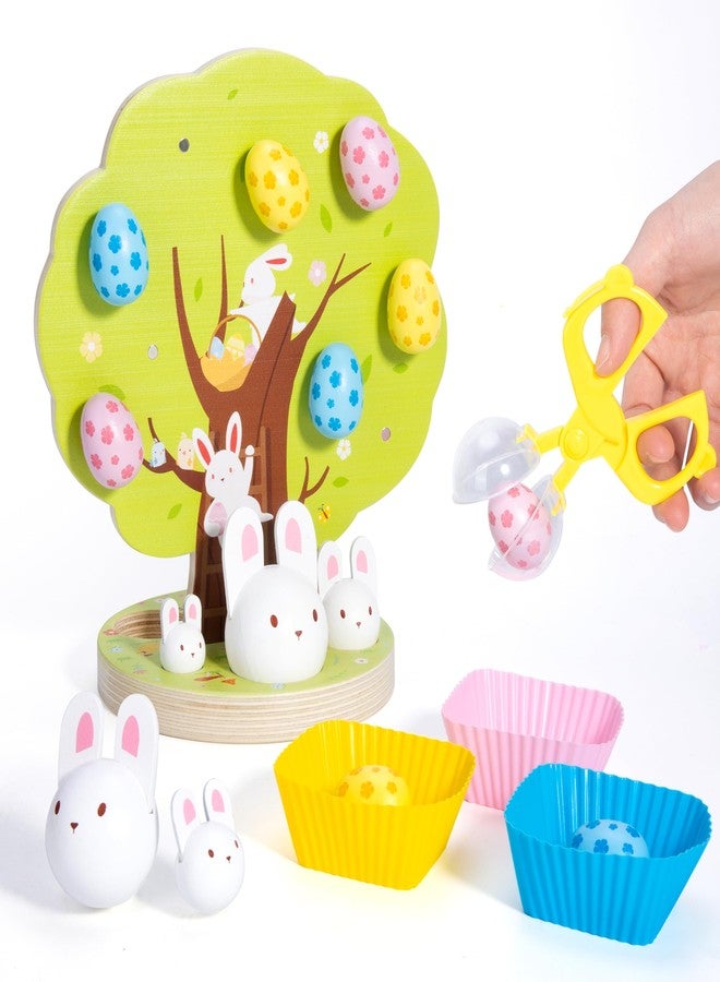 Woodtoe Easter Toys for Toddlers, Magnetic Easter Eggs, Picking Easter Bunny Toy, Montessori Toys for 3 4 5 6 Year Old, Wooden Sensory Color Sorting Toys, Spring Easter Basket Stuffers Gifts for Kids - Image 1