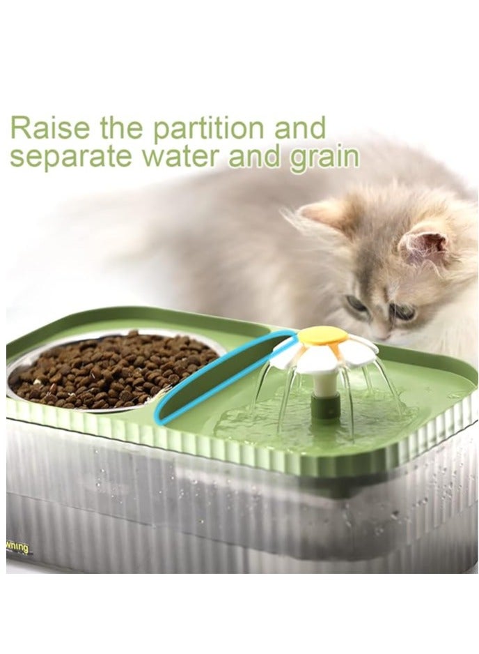 HAPPY PUSS Pet automatic Water Dispenser 2-in-1 Cat Water Fountain and Stainless-Steel food bowl-green color. - Image 5