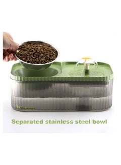 HAPPY PUSS Pet automatic Water Dispenser 2-in-1 Cat Water Fountain and Stainless-Steel food bowl-green color.  - Image 4