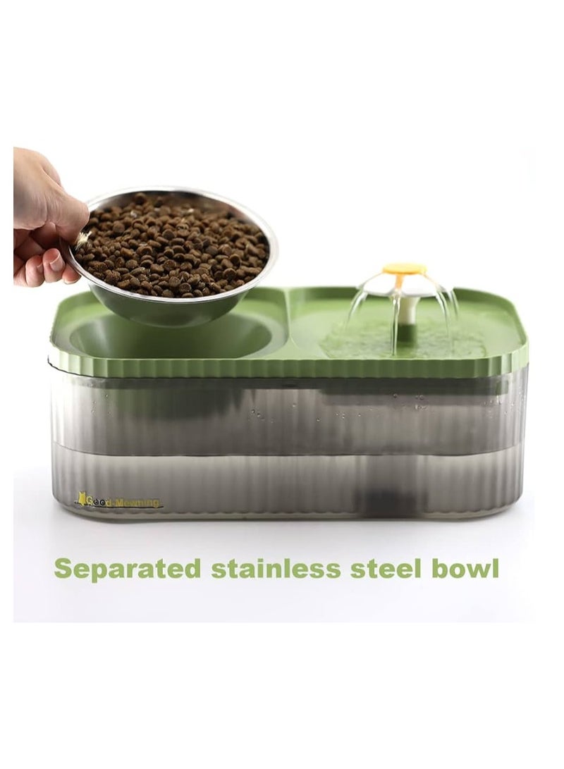 HAPPY PUSS Pet automatic Water Dispenser 2-in-1 Cat Water Fountain and Stainless-Steel food bowl-green color. - Image 4