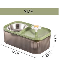 HAPPY PUSS Pet automatic Water Dispenser 2-in-1 Cat Water Fountain and Stainless-Steel food bowl-green color.  - Image 2