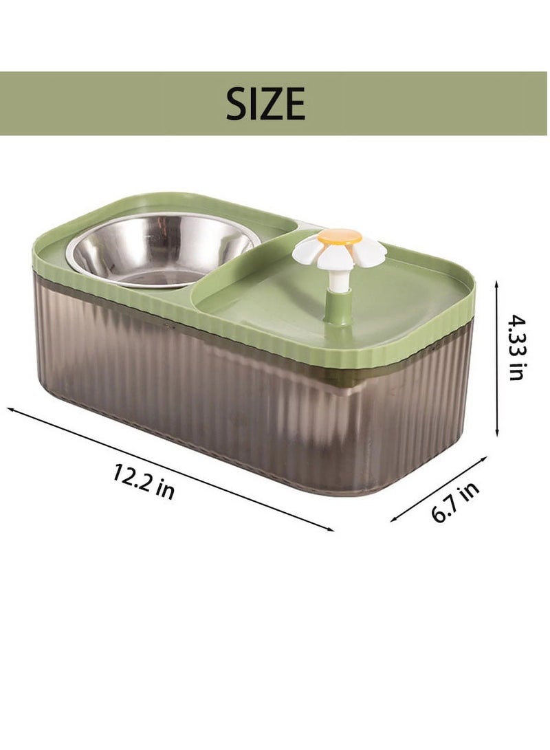 HAPPY PUSS Pet automatic Water Dispenser 2-in-1 Cat Water Fountain and Stainless-Steel food bowl-green color. - Image 2