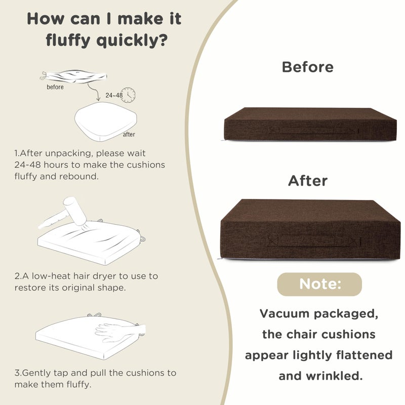 AddGrace Recliner Cushions for Elderly Thick Seat Cushion 20"x20"x4" Chair Pads with Non Slip Backing and Washable Cover for Couch Armchair Chairs Coffee - Image 5