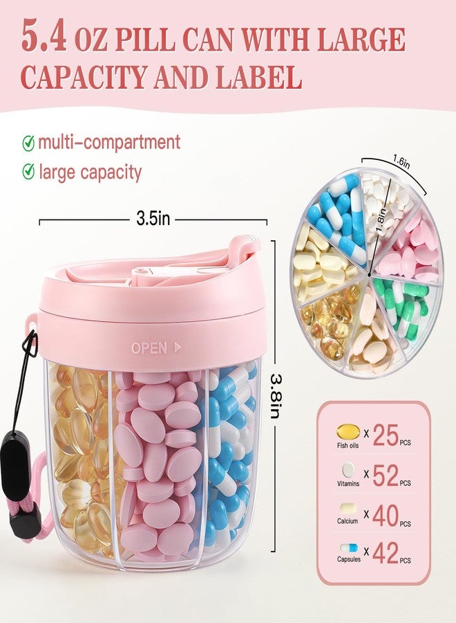 DIMBRAH Pill Organizer,Travel Essentials Pill Container, Travel Pill Dispenser with Pink Lid，Pill Case Having 7 Large Compartments,Vitamin Organizer for Home Organization,Travel Containers - Image 3