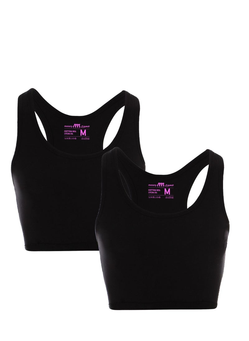 Mesery - Mesery Bundle Of Two Full Coverage Non-wired Cross Back Sportive Bra - Image 1