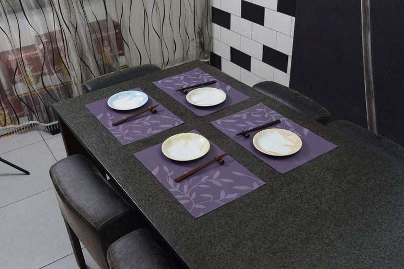 KitchEase Woven PVC Vinyl Dining Table Placemats Heat Resistant Washable Stain Resistant Waterproof for Home Restaurant Gifting Purple Pack of 4 - Image 2