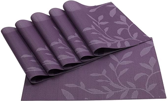 KitchEase Woven PVC Vinyl Dining Table Placemats Heat Resistant Washable Stain Resistant Waterproof for Home Restaurant Gifting Purple Pack of 4 - Image 5